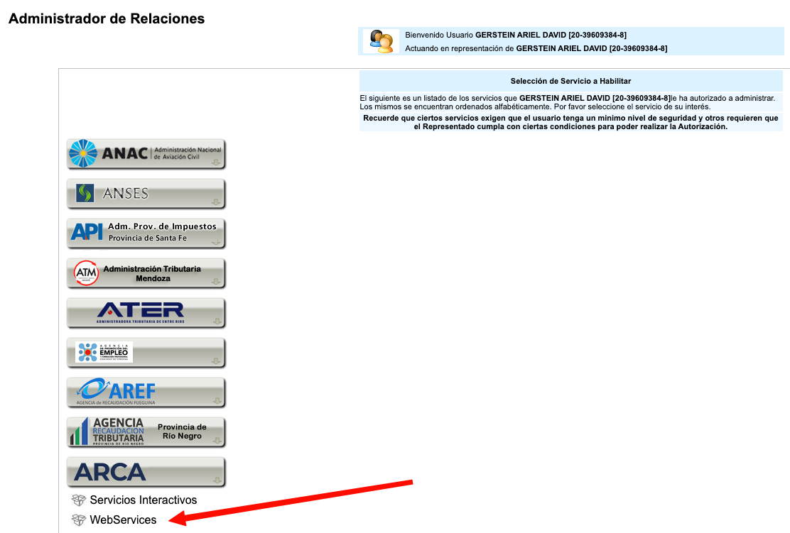 Lista de organismos con ARCA y WebServices destacado