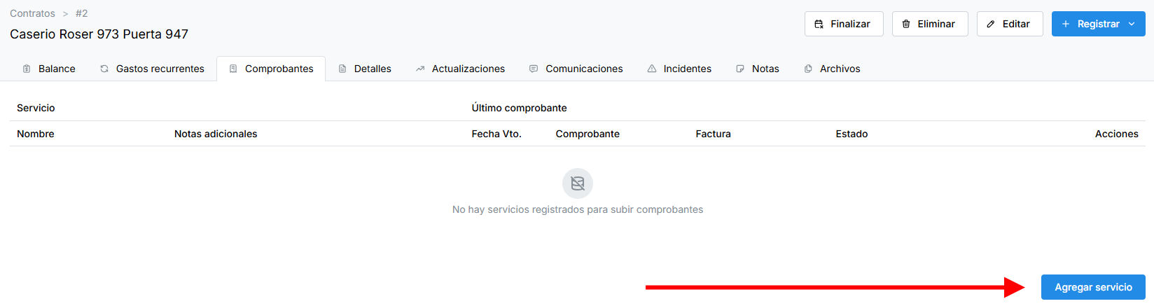 Botón de agregar servicio