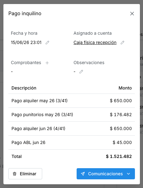 Detalle de pago