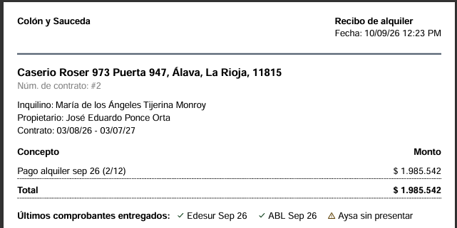 Comprobantes en recibo de pago